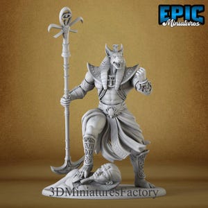 Miniature | Anubis God Avatar Roar- DnD Miniature for Tabletop Games - Premium dnd Miniature - Dungeons and Dragons - 3D Printed