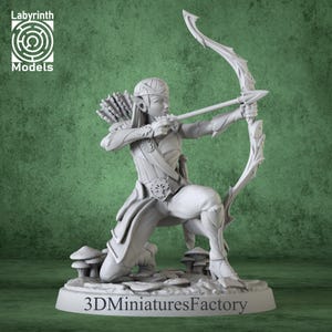 Elf Archer Miniature – Resin 3D Printed Figure for DnD, Pathfinder, RPG Tabletop Games