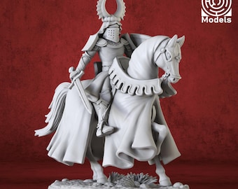 Knight Mounted 7 DnD Miniature - 3D Printed Resin Figure for DnD and Tabletop RPGs