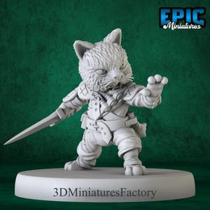 Miniature | Cat Folk Tribe Sword - DnD Miniature for Tabletop Games - Premium dnd Miniature - Dungeons and Dragons - 3D Printed