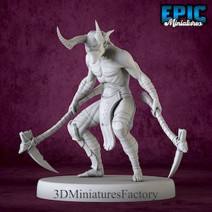 Diable miniature | Hache inférieure du diable guerrier - Miniature D&D pour jeux de table - Miniature dnd premium - donjons et dragons - imprimé 3D