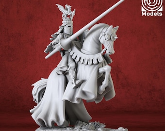 Knight Mounted 4 DnD Miniature - 3D Printed Resin Figure for DnD and Tabletop RPGs