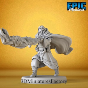 Miniature | Wizard Adventurer Fire Magic - DnD Miniature for Tabletop Games - Premium dnd Miniature - Dungeons and Dragons - 3D Printed