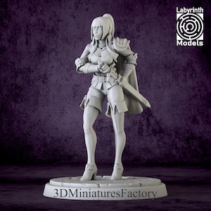 Female Miniature Bodyguard from 28mm to 72mm - DnD Miniature for Tabletop Games - Premium dnd Miniature - Dungeons and Dragons 3D Printed