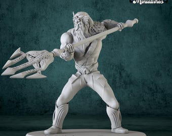 Miniature Triton God Avatar: DnD Tabletop RPG Figure