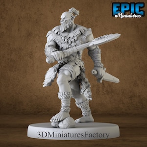 Miniature | Orc Warrior Attack - DnD Miniature for Tabletop Games - Premium dnd Miniature Dungeons and Dragons 3D Printed