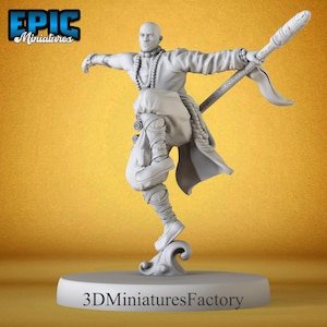 Miniature | Shaolin Monk Attack - Player DnD Miniature for Tabletop Games - Premium dnd Miniature - Dungeons and Dragons