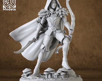 3D Printed Forest Elf Archer Miniature: DnD Tabletop RPG Figure