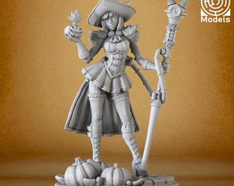 DnD Miniature | Magitek Witch - 3D Printed Dungeons and Dragons Mini for Tabletop RPG Games
