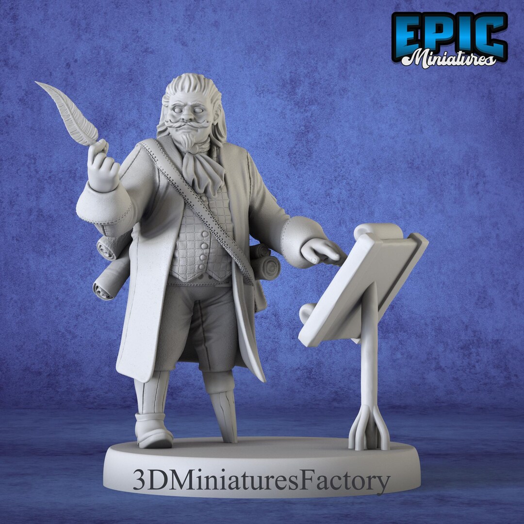 Halfling Ship Captain Writing Miniature | Cartographer at a Lectern | D ...