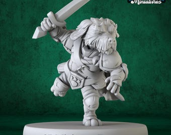 Krieger / Dog Folk Tribe Miniatur - 3D Gedruckte Resin Figur für DnD und Tabletop-Rollenspiele