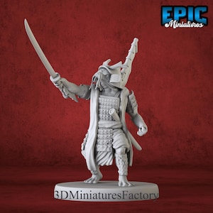 Miniatur | Fish Folk Koi Tribe Samurai - Player DnD Miniatur für Tabletop-Spiele - Premium dnd Miniatur - Dungeons and Dragons -3D Gedruckt