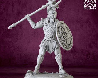 Triton Warrior Miniature | Trident & Shield Fighter | 28mm 32mm | UNPAINTED Resin | DnD 5E Pathfinder