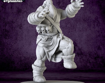 Snow Cyclops Attacking Miniature – Resin Fantasy Ice Giant for DnD, Pathfinder & Tabletop RPG