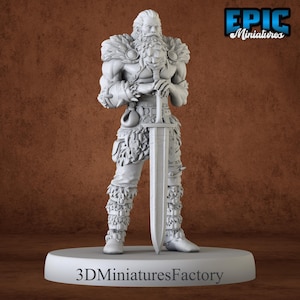 Miniature | Barbarian Viking Warrior Standing - DnD Miniature for Tabletop Gaming - Premium Dnd Miniature - Dungeons and Dragons