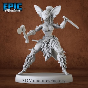 Miniature | Mice Folk Viking Female - DnD Miniature for Tabletop Games - Premium dnd Miniature - Dungeons and Dragons - 3D Printed