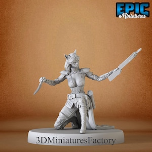 Miniature | Cat Burglar Rogue Shooting - DnD Miniature for Tabletop Games - Premium dnd Miniature - Dungeons and Dragons - 3D Printed