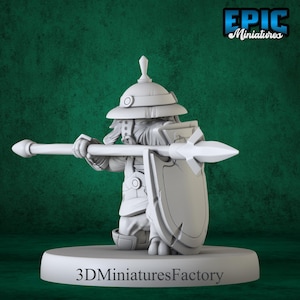 Miniature | Dog Folk Tribe Spear Guard - DnD Miniature for Tabletop Games - Premium dnd Miniature - Dungeons and Dragons - 3D Printed