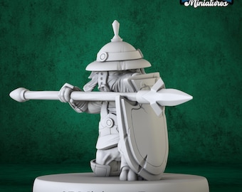 Miniatur | Dog Folk Tribe Spear Guard - DnD Miniatur für Tabletop Spiele - Premium dnd Miniatur - Dungeons and Dragons - 3D Gedruckt