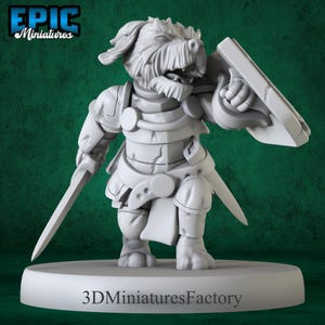 Miniature | Dog Folk Tribe Knight - DnD Miniature for Tabletop Games - Premium dnd Miniature - Dungeons and Dragons - 3D Printed
