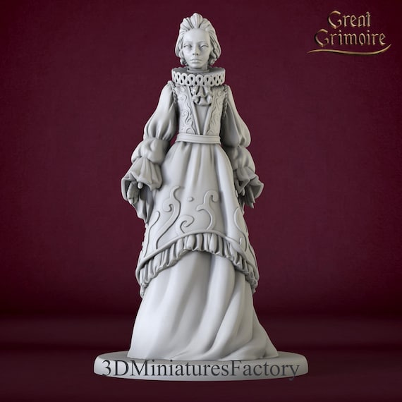 Miniature | Noblewoman Royal Court Quest Giver NPC | 28mm-40mm Resin D&D Pathfinder Mini