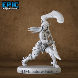 Miniature | Orc Tiefling Female Attack - DnD Miniature for Tabletop Games - Premium dnd Miniature Dungeons and Dragons 3D Printed