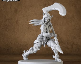 Orc Tiefling Female Miniature | D&D Tabletop RPG, 3D Printed