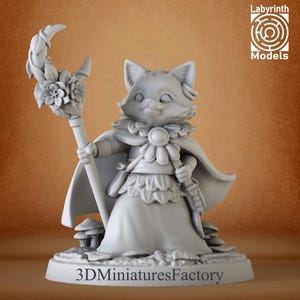Forest Vulpine Mage Miniature – 3D Printed DnD Tabletop Figure
