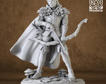 3D Printed Forest Elf Archer Miniature: DnD Tabletop Gaming