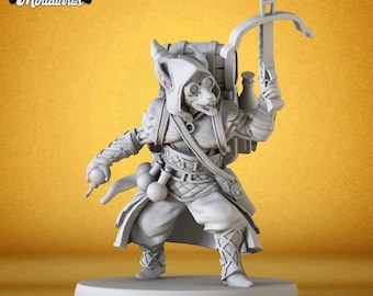 Ratte Folk Alchemist Miniatur: D & D Tabletop-Rollenspiel-Figur, 3D gedruckt