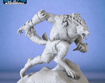Miniature Werewolf - D&D for Tabletop Games: 3D Printed 28–40mm scale