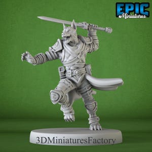 Miniature | Dog Folk Adventurer Attack - DnD Miniature for Tabletop Games - Premium dnd Miniature - Dungeons and Dragons - 3D Printed