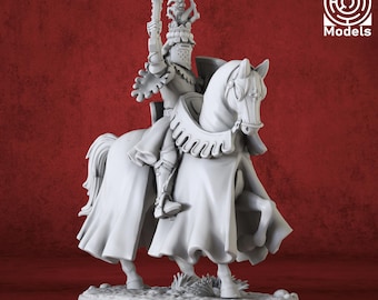 Knight Mounted 8 DnD Miniature - 3D Printed Resin Figure for DnD and Tabletop RPGs