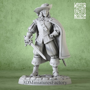 Miniatura / Moschettiere Aramis - Miniatura DnD per giochi da tavolo - Miniatura DnD Premium - Dungeons and Dragons - Stampata in 3D