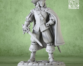 Miniature | Musketeer Aramis  - DnD Miniature for Tabletop Games - Premium dnd Miniature - Dungeons and Dragons - 3D Printed