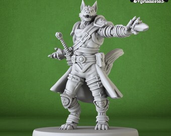 Dog Folk Adventurer Spell Miniature - 3D Printed Resin Figure for DnD and Tabletop RPGs
