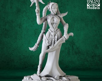 Dark Elf Priestess Miniature | Drow Sorceress PC NPC | 28mm-40mm Resin D&D Pathfinder Mini