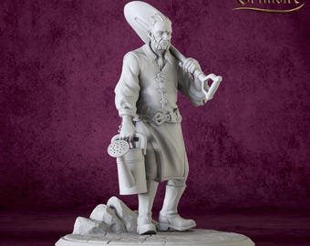 Graveyard Keeper Miniature | Shovel Caretaker NPC | 28mm-40mm Resin D&D Pathfinder Mini