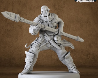 Miniature | Half Orc Adventurer Spear - DnD Miniature for Tabletop Games - Premium dnd Miniature - Dungeons and Dragons - 3D Printed