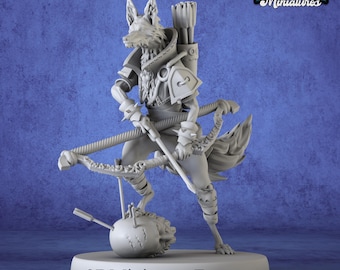 Miniature | Fox Folk Ranger - DnD Miniature for Tabletop Games - Premium dnd Miniature - Dungeons and Dragons - 3D Printed