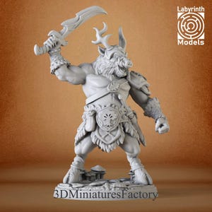 Miniature | Forest Mosstusks Warrior 1 - DnD Miniature for Tabletop Games - Premium dnd Miniature - Dungeons and Dragons - 3D Printed