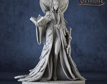 Miniature Feathered Priestess from 28mm to 54mm- DnD Miniature for Tabletop Games - Premium dnd Miniature - 3D Printed