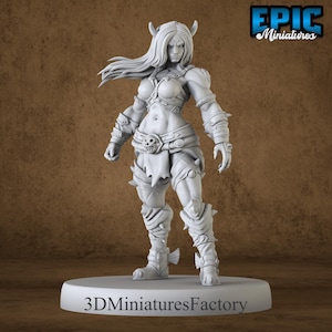 Miniature | Orc Tiefling Female - DnD Miniature for Tabletop Games - Premium dnd Miniature Dungeons and Dragons 3D Printed