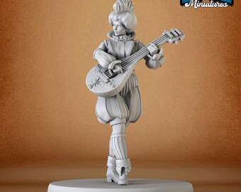 Bard Adventurer Female DnD Miniature - 3D Printed Resin Figure for DnD and Tabletop RPGs
