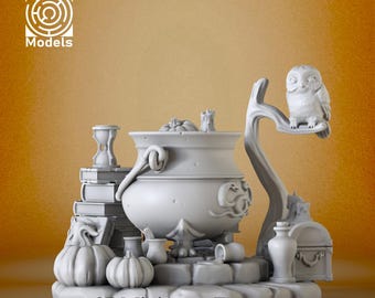 Miniature |Witch Cauldron Halloween Collection - DnD Miniature for Tabletop Games - Premium dnd Miniature - Dungeons and Dragons -3D Printed
