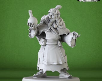 Female Witch Miniature | Holding Magic Potion | 28mm 32mm | UNPAINTED Resin | DnD 5E Pathfinder