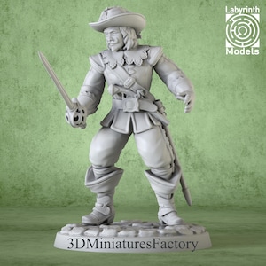 Miniatura / Moschettiere Porthos - Miniatura DnD per giochi da tavolo - Miniatura dnd premium - Dungeons and Dragons - Stampata in 3D