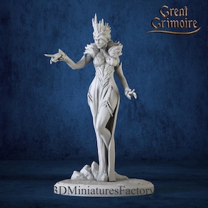Miniature | Snow Queen Sylvara Frostheart - DnD Miniature for Tabletop Games - Premium dnd Miniature - Dungeons and Dragons - 3D Printed
