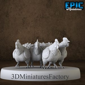 Chicken Swarm Small DnD Miniature - 3D Printed Resin Figure for DnD and Tabletop RPGs