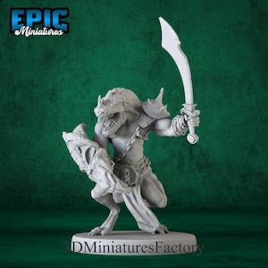 Miniature | Blue Dragonspawn Attack  - DnD Miniature for Tabletop Games - Premium dnd Miniature Dungeons and Dragons 3D Printed -  Big